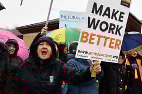 Carers from Falkirk take to the picket lines in Denny during the first day of strikes in Denny(Picture: Michael Gillen, National World)