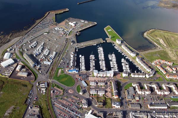 Ardrossan harbour, which requires upgrading to cope with CalMac's larger new ferries. Picture: Peel Ports Group