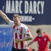 Sunderland's Aiden McGeady celebrates after converting a penalty against Hearts last season.