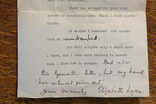 The letter is partly typed and then personalised by the Queen Mother. PIC: Contributed