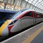 An Azuma rail LNER train at Kings Cross Station