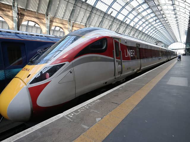 An Azuma rail LNER train at Kings Cross Station