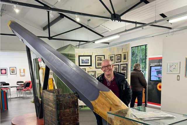One of the world's largest coloured pencils at Derwent Pencil Museum