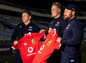 Edinburgh Rugby trio Hamish Watson, Duhan van der Merwe and Rory Sutherland at BT Murrayfield after their call-up for the Lions. Picture: Craig Williamson/SNS