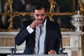 First Minister Humza Yousaf at at Thursday's press conference as he announces the SNP would withdraw from the Bute House Agreement. Picture: Jeff J Mitchell/Getty Images