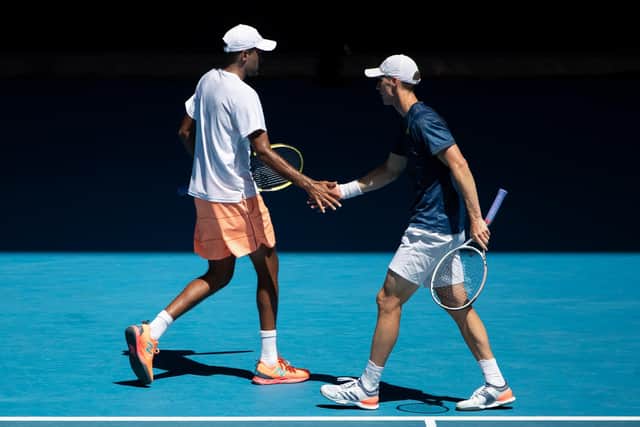 Rajeev Ram of the United States and Joe Salisbury of Britain are aiming to retain the men's doubles title at the Australian Open. Picture: Mackenzie Sweetnam/Getty Images
