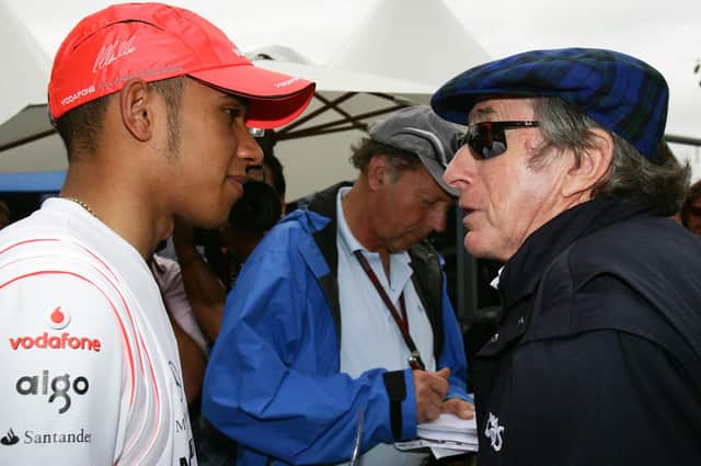 Lewis Hamilton with Sir Jackie Stewart.