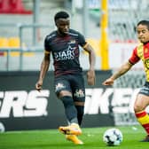 Rangers bound Fashion Sakala (left) in action for Oostende against Mechelen at the weekend (Photo by JASPER JACOBS/BELGA MAG/AFP via Getty Images)