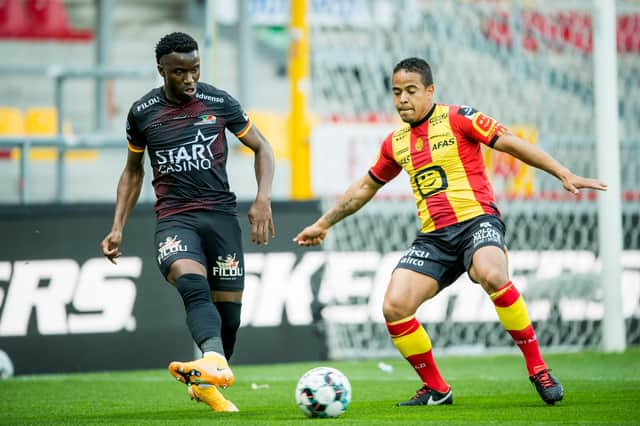 Rangers bound Fashion Sakala (left) in action for Oostende against Mechelen at the weekend (Photo by JASPER JACOBS/BELGA MAG/AFP via Getty Images)