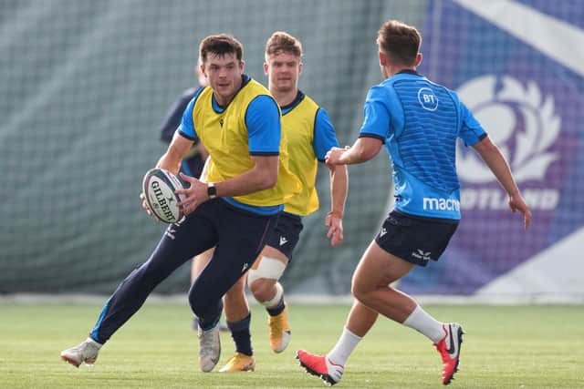 Blair Kinghorn (left) and Darcy Graham (behind him) will play unaccustomed roles for Scotland against Tonga. (Photo by Craig Williamson / SNS Group)