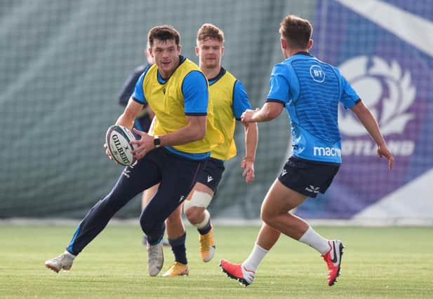 Blair Kinghorn (left) and Darcy Graham (behind him) will play unaccustomed roles for Scotland against Tonga. (Photo by Craig Williamson / SNS Group)