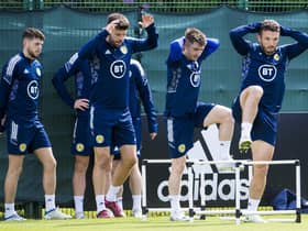 Scotland's players train at Oriam ahead of Saturday's Nations League clash with Ireland.