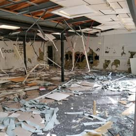 The vandalism and destruction to one of the rooms at the back of the Round House