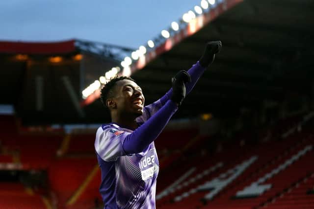 Kyle Edwards celebrates scoring against Charlton Athletic in an FA Cup match in January, 2020. Picture: Getty