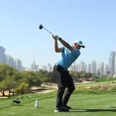 Sergio Garcia tees off on the eighth hole in the first round of the Omega Dubai Desert Classic at Emirates Golf Club. Picture: Warren Little/Getty Images.