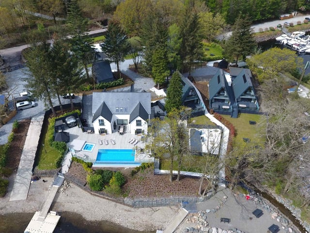 An aerial view of Ardlui Retreat, on the northern banks of Loch Lomond, which has been put up for sale.
