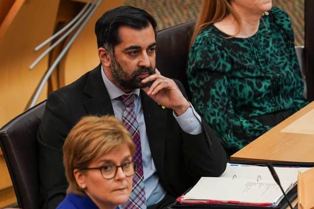 Humza Yousaf at Nicola Sturgeon's final First Minister's Questions yesterday (Picture: Peter Summers/Getty Images)