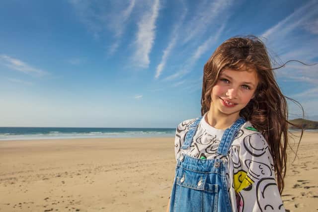 Alanna Macneil can usually be found helping on her father's croft but is also now making it big in the child modelling world with jobs for Zara, Mango and River Island among her recent assignments. PIC: BBC ALBA.