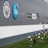 Manchester City train ahead of Wednesday night's Champions League semi-final second leg at home to Real Madrid.