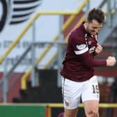 Craig Halkett celebrates after scoring Hearts late equaliser in the 2-2- draw at Dundee United. (Photo by Alan Harvey / SNS Group)