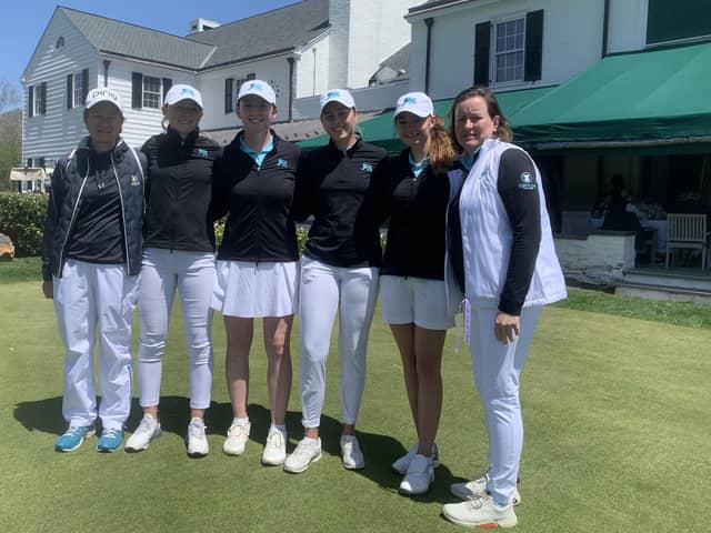 Two-tim Solheim Cup-winning captain Catriona Matthew joined GB&I players Louise Duncan, Lauren Walsh, Hannah Darling and Caley McGinty and also captain Elaine Ratcliffe on a reconnaissance trip to Merion, venue for the match next month. Picture: The R&A