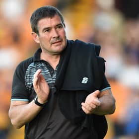 Nigel Clough, manager of Mansfield Town, has told his players to curb the goal celebrations. (Photo by Nathan Stirk/Getty Images)