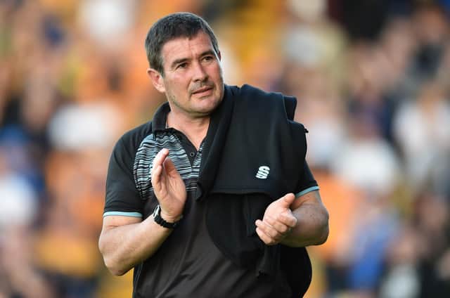 Nigel Clough, manager of Mansfield Town, has told his players to curb the goal celebrations. (Photo by Nathan Stirk/Getty Images)