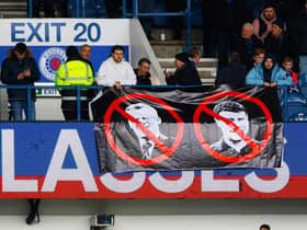A Rangers fans banner during the 3-1 victory over Kilmarnock.
