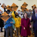 Lib Dem leader Ed Davey celebrates with the new MP for Chesham and Amersham, Sarah Green, at a victory rally Picture: Steve Parsons/PA Wire