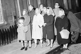 Local residents watch fire engulf the Lyceum Cinema, in Slateford, in May 1963.