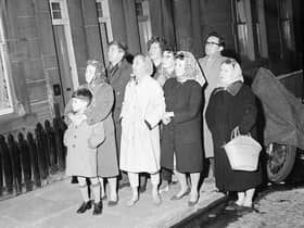 Local residents watch fire engulf the Lyceum Cinema, in Slateford, in May 1963.