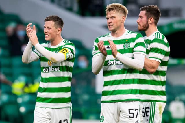 Celtic's Callum McGregor, Stephen Welsh and Anthony Ralston were among five academy graduates who took the field against AZ Alkmaar (Photo by Ross Parker / SNS Group)