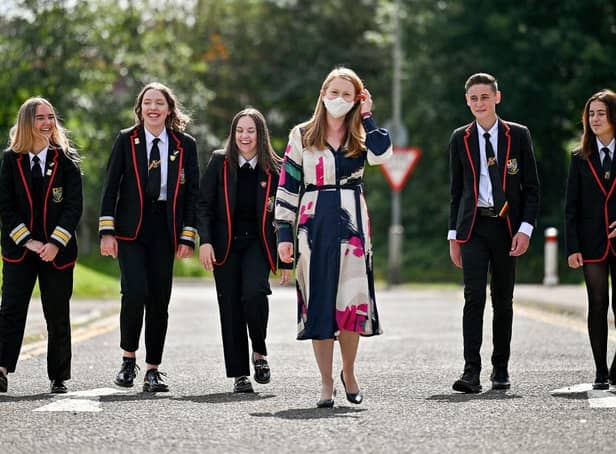 Education secretary Shirley-Anne Somerville with pupils from Lochgelly High School last year (Picture: Jeff J Mitchell/Getty Images)