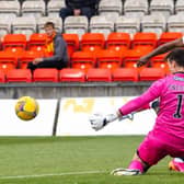 Rangers striker Jermain Defoe is denied by a smart save from Partick Thistle goalkeeper Jamie Sneddon in the first half of the pre-season friendly at Firhill on Monday night. (Photo by Craig Williamson / SNS Group)