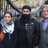 Mr Johal's brother, Gurpreet, was joined at the demoinstration by Nazanin Zaghari-Ratcliffe and her husband, Richard Ratcliffe. Picture: Reprieve