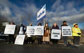 Members of the 40 Days For Life group, campaigners who are against abortion, protest outside Glasgow's QEUH.