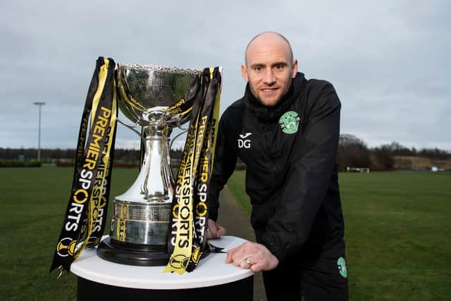 Hibs interim manager David Gray has been given the responsibility of leading the team into Sunday's Premier Sports Cup final. Premier Sports is available on Sky, Virgin TV and the Premier Player from £12.99 per month, and on Amazon Prime as an add-on subscription. Photo by Paul Devlin / SNS Group