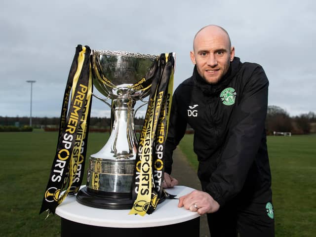 Hibs interim manager David Gray has been given the responsibility of leading the team into Sunday's Premier Sports Cup final. Premier Sports is available on Sky, Virgin TV and the Premier Player from £12.99 per month, and on Amazon Prime as an add-on subscription. Photo by Paul Devlin / SNS Group