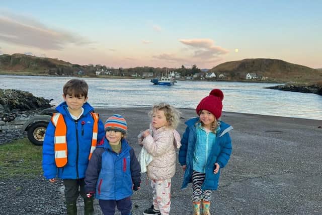 Children from Luing waiting for a ferry crossing to the mainland to go to school (pic: Yvonne Youngman)