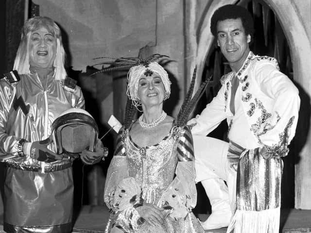 Christian, right, with Johnnie Beattie and Una McLean in costume for the Sinbad the Sailor panto at Edinburgh's King's Theatre in 1984 (Picture: Bill Newton)
