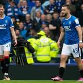 Borna Barisic, left, and Nicolas Raskin were both at fault for Celtic's winner against Rangers.