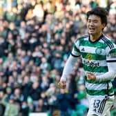 Celtic's Yang Hyun-Jun celebrates as he scores the opener against Aberdeen on Sunday. (Photo by Craig Foy / SNS Group)