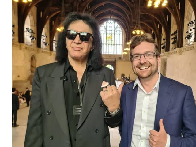 Kiss star Gene Simmons (left) during his visit to the Houses of Parliament in London as a guest of DUP MP Ian Paisley. Picture: PA