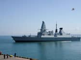 The British Royal Navy destroyer HMS Defender arrives in the Black Sea port of Batumi. Picture: Seyran Baroyan/AFP via Getty Images