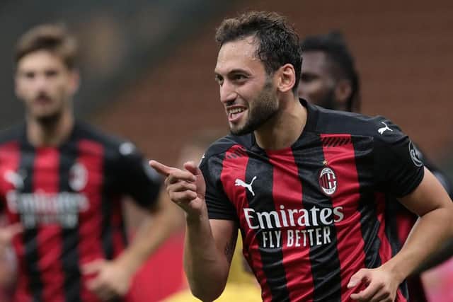 Hakan Calhanoglu could miss AC Milan's clash with Celtic on TYhuursday in the Europa League. Picture: Getty