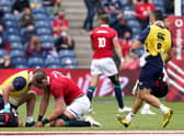 Alun Wyn Jones receives medical attention at Murrayfield. He has now been passed fit to rejoin the Lions in South Africa. Picture: Andrew Milligan/PA Wire