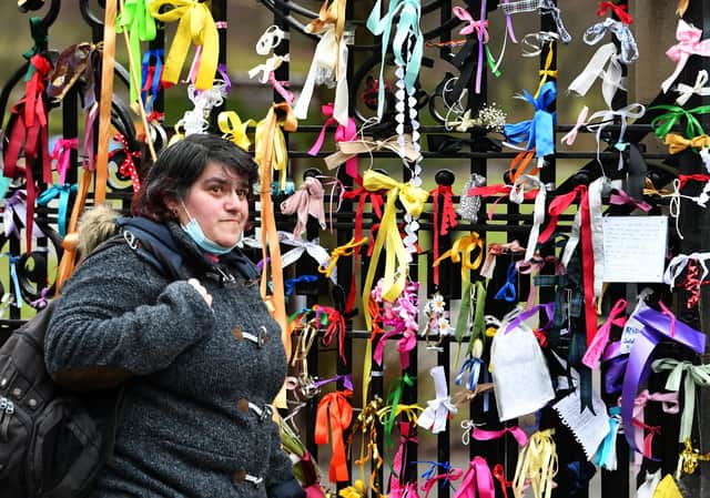 Tributes to murdered Sarah Everard in Glasgow. Her death sparked a deluge of allegations about sexual violence in schools and colleges to the Everyone's Invited website.