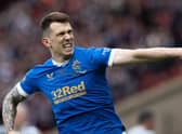 Ryan Jack celebrates opening the scoring against Hearts.