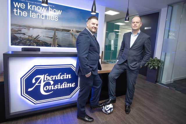 From left: agent Darren Walker and employment law boss Robert Holland at Aberdein Considine's offices on Multrees Walk in Edinburgh. Picture: David Johnstone Photography.