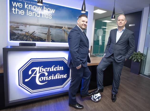 From left: agent Darren Walker and employment law boss Robert Holland at Aberdein Considine's offices on Multrees Walk in Edinburgh. Picture: David Johnstone Photography.